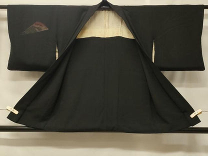 平和屋着物＃羽織　寿光織　扇面正倉院花文　黒地　金銀糸　正絹　逸品　CABF1564in