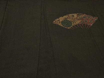 平和屋着物＃羽織　寿光織　扇面正倉院花文　黒地　金銀糸　正絹　逸品　CABF1564in