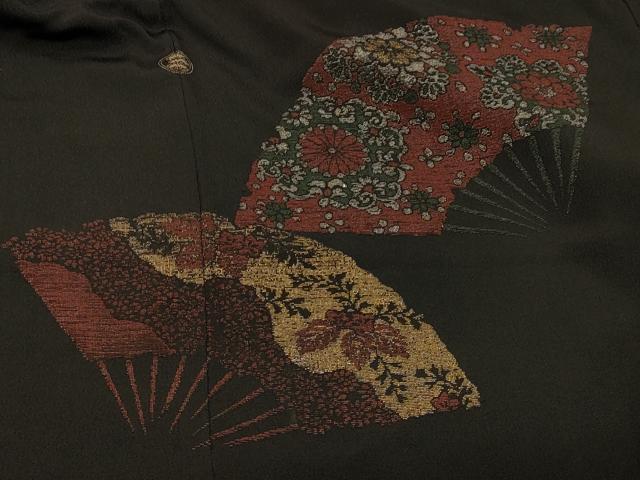 平和屋着物＃羽織　寿光織　流水扇面花文　黒地　金銀糸　正絹　逸品　CABF1359in 平和屋着物＃羽織 寿光織 扇面正倉院花文 黒地 金銀糸 正絹