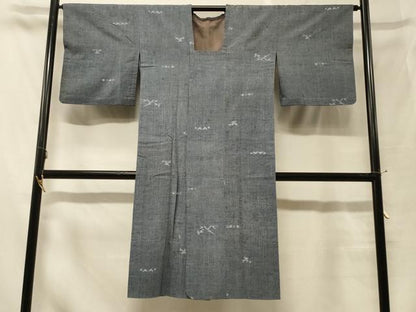 平和屋着物＃道行コート　紬地　霞文　ロング丈　正絹　逸品　CABF1567in