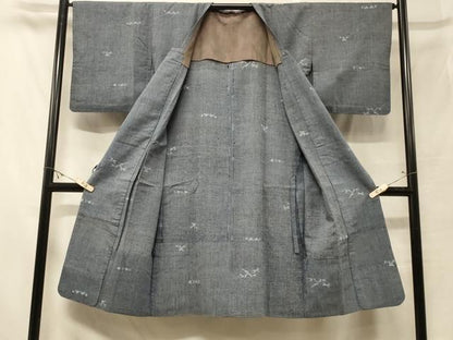 平和屋着物＃道行コート　紬地　霞文　ロング丈　正絹　逸品　CABF1567in