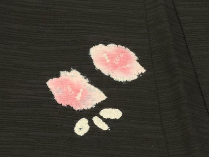 平和屋着物＃羽織　絞り　草花文　黒地　正絹　逸品　CABF1569in