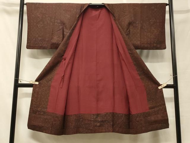 平和屋着物＃道行コート　吉祥更紗花文　ロング丈　正絹　逸品　CABF1570in