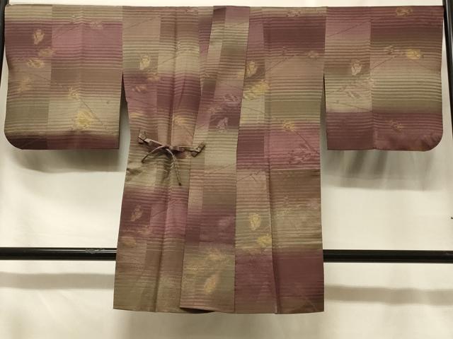 平和屋着物＃道中着　枝葉地紋　暈し染め　ロング丈　正絹　逸品　CABF1572in