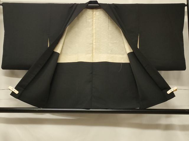 平和屋着物＃羽織　刺繍　枝花文　黒地　正絹　逸品　CABF1576in
