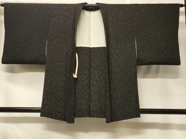 平和屋着物＃羽織　寿光織　霞文　黒地　正絹　逸品　CABF1581in