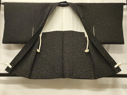 平和屋着物＃羽織　寿光織　霞文　黒地　正絹　逸品　CABF1581in