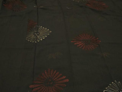 平和屋着物＃道中着　花菱文　黒地　ロング丈　正絹　逸品　CABF1582in