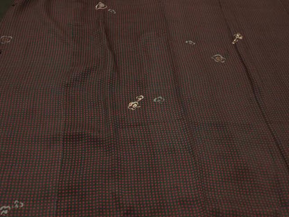 平和屋着物＃道行コート　格子花文　金彩　ロング丈　正絹　逸品　CABF1583in
