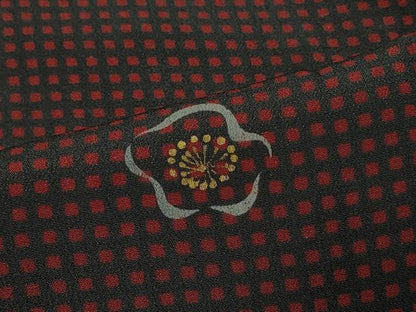 平和屋着物＃道行コート　格子花文　金彩　ロング丈　正絹　逸品　CABF1583in