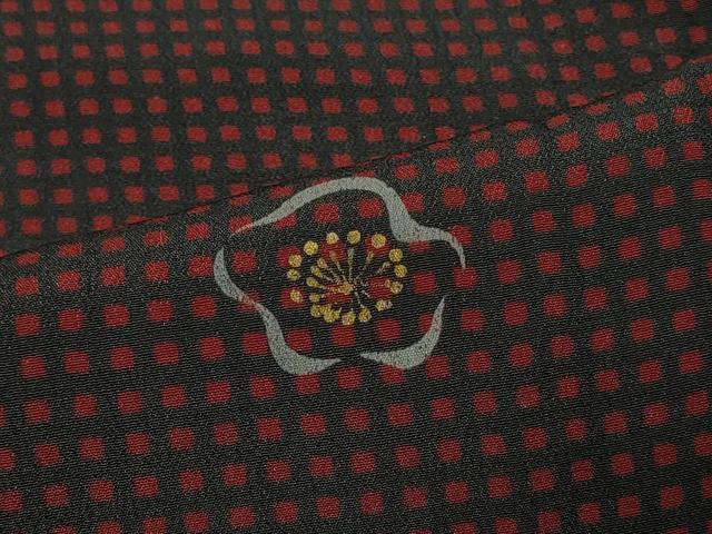 平和屋着物＃道行コート　格子花文　金彩　ロング丈　正絹　逸品　CABF1583in