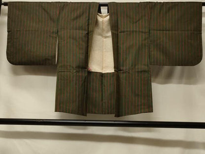 平和屋着物＃本場染大島紬　羽織　縞　正絹　逸品　CABF1593in