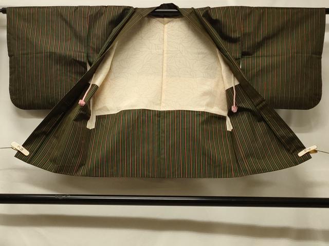 平和屋着物＃本場染大島紬　羽織　縞　正絹　逸品　CABF1593in