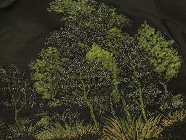 平和屋着物＃羽織　寿光織　霞草木文　黒地　金銀糸　正絹　逸品　CABF1600in