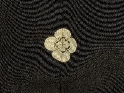 平和屋着物＃羽織　寿光織　霞草木文　黒地　金銀糸　正絹　逸品　CABF1600in