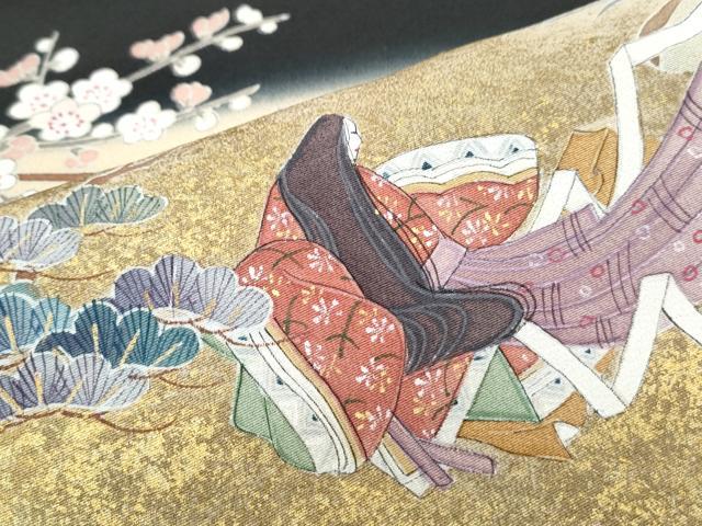 平和屋着物■豪華黒留袖 作家物 手描き 人物風景文 暈し染め 金彩 正絹 逸品 CABF1603th