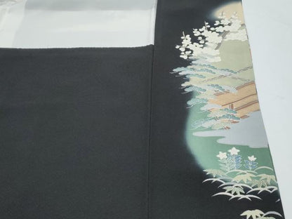 平和屋着物■豪華黒留袖 作家物 手描き 人物風景文 暈し染め 金彩 正絹 逸品 CABF1603th