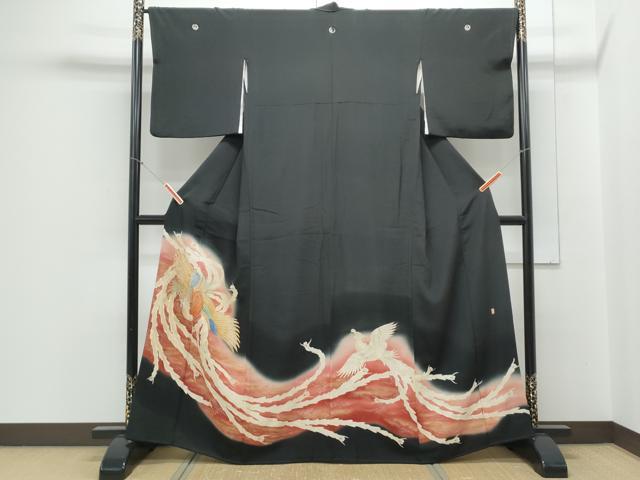 平和屋着物■豪華黒留袖　作家物　駒刺繍　鳳凰　金彩　正絹　逸品　CABF1675th