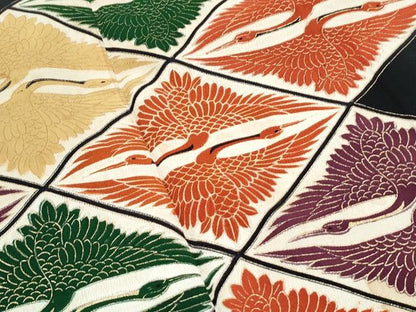 平和屋着物■豪華黒留袖 菱双鶴文 金彩 正絹 逸品 CABF1678th