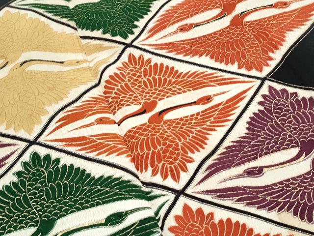 平和屋着物■豪華黒留袖 菱双鶴文 金彩 正絹 逸品 CABF1678th