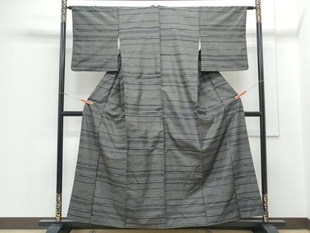 平和屋着物■上質な紬　横段亀甲文様　正絹　逸品　CABF1685th