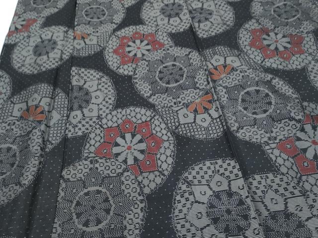 平和屋着物■本場大島紬　片輪車花文　正絹　逸品　CABF1686th