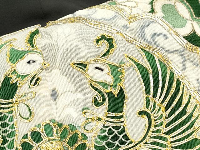 平和屋着物●豪華黒留袖　友禅　駒刺繍　鏡裏鳳凰花文　金彩　正絹　逸品　AABF3621ck 平和屋着物□豪華黒留袖 駒刺繍 鏡裏鳳凰花文 金彩 正絹