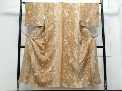 平和屋着物■上質な小紋 草花間道 金彩 正絹 逸品 CABF1705th