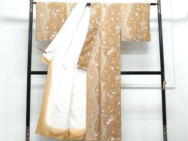 平和屋着物■上質な小紋 草花間道 金彩 正絹 逸品 CABF1705th