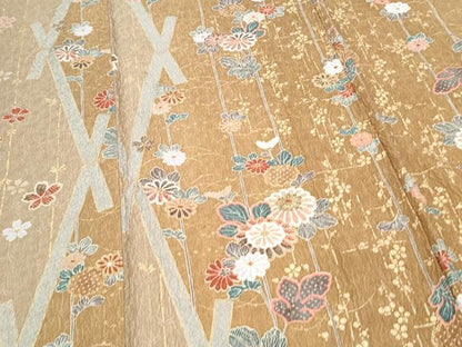 平和屋着物■上質な小紋 草花間道 金彩 正絹 逸品 CABF1705th