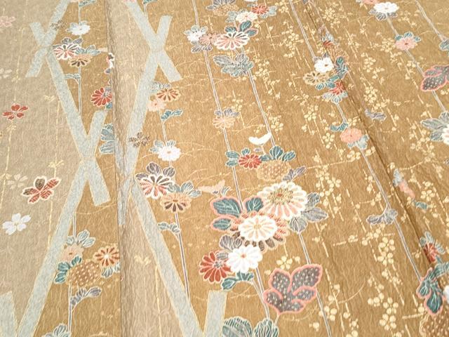 平和屋着物■上質な小紋 草花間道 金彩 正絹 逸品 CABF1705th