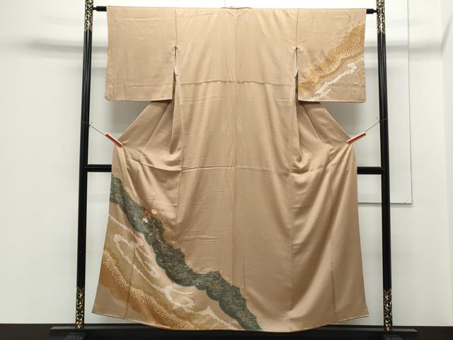 平和屋着物■訪問着 絞り 刺繍 道長花文 金彩 正絹 逸品 CABF1711th