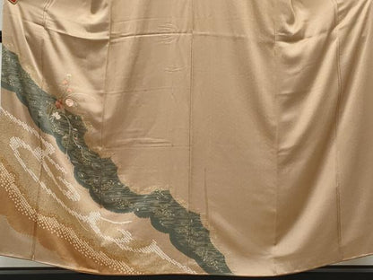 平和屋着物■訪問着 絞り 刺繍 道長花文 金彩 正絹 逸品 CABF1711th