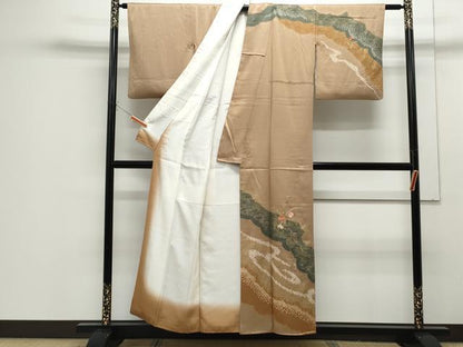 平和屋着物■訪問着 絞り 刺繍 道長花文 金彩 正絹 逸品 CABF1711th