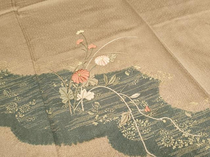 平和屋着物■訪問着 絞り 刺繍 道長花文 金彩 正絹 逸品 CABF1711th