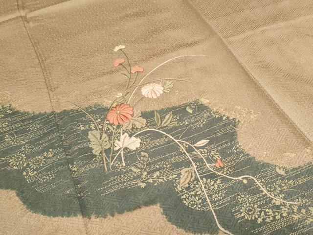 平和屋着物■訪問着 絞り 刺繍 道長花文 金彩 正絹 逸品 CABF1711th