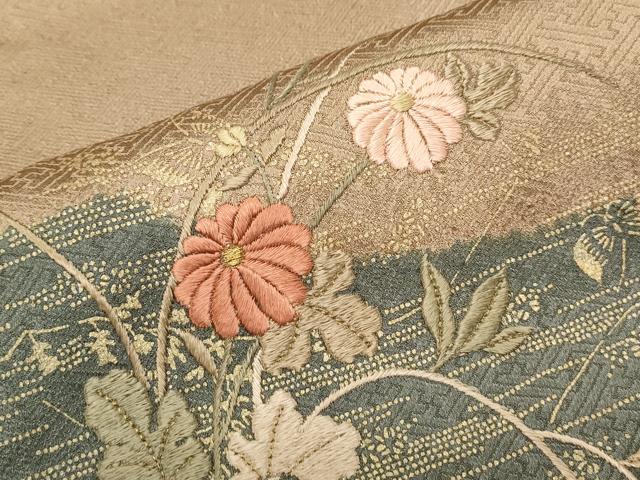 平和屋着物■訪問着 絞り 刺繍 道長花文 金彩 正絹 逸品 CABF1711th