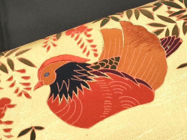 平和屋着物■豪華黒留袖 刺繍 地紙鴛鴦花文 金彩 正絹 逸品 CABF1712th