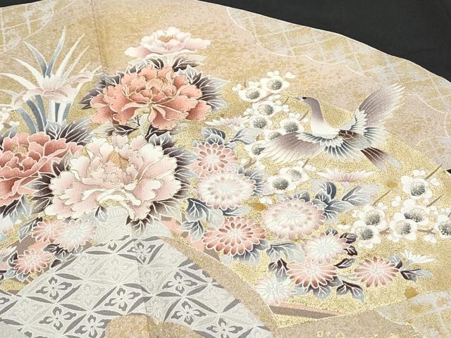 平和屋着物■豪華黒留袖　駒刺繍　地紙飛鳥花文　金彩　正絹　逸品　CABF1713th