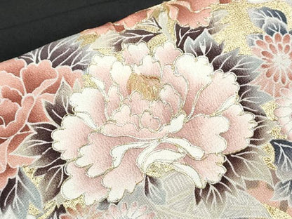 平和屋着物■豪華黒留袖　駒刺繍　地紙飛鳥花文　金彩　正絹　逸品　CABF1713th