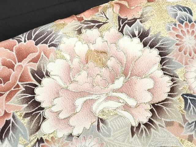 平和屋着物■豪華黒留袖　駒刺繍　地紙飛鳥花文　金彩　正絹　逸品　CABF1713th