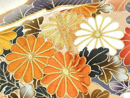 平和屋着物■豪華黒留袖 駒刺繍 風景花文 暈し染め 金彩 正絹 逸品 CABF1714th