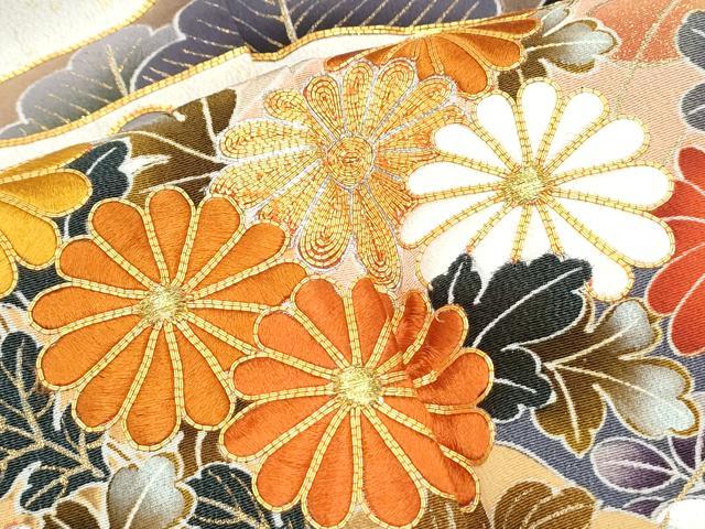 平和屋着物■豪華黒留袖 駒刺繍 風景花文 暈し染め 金彩 正絹 逸品 CABF1714th