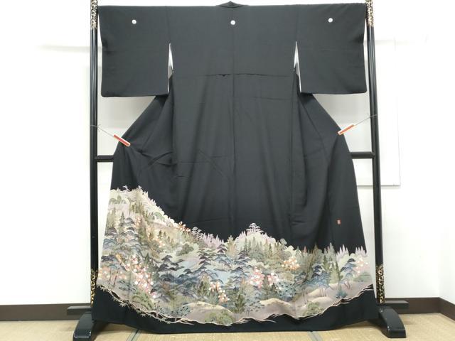 平和屋着物■豪華黒留袖 作家物 遠山風景文 正絹 逸品 CABF1719th