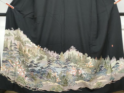 平和屋着物■豪華黒留袖 作家物 遠山風景文 正絹 逸品 CABF1719th