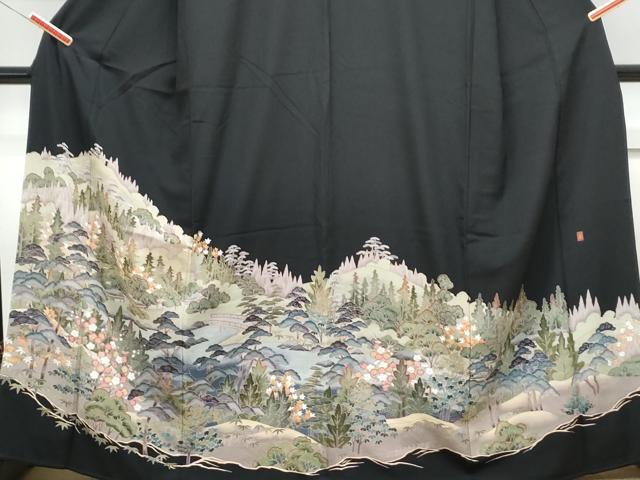 平和屋着物■豪華黒留袖 作家物 遠山風景文 正絹 逸品 CABF1719th
