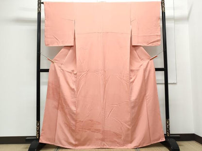 平和屋着物■色留訪問着 鼓几帳花地紋 甚三紅色 正絹 逸品 CABF1720th