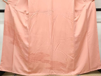 平和屋着物■色留訪問着 鼓几帳花地紋 甚三紅色 正絹 逸品 CABF1720th