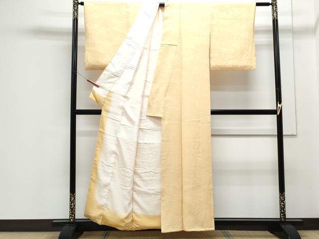 平和屋着物■上質な色無地 流水地紋 蜂蜜色 正絹 逸品 CABF1733th
