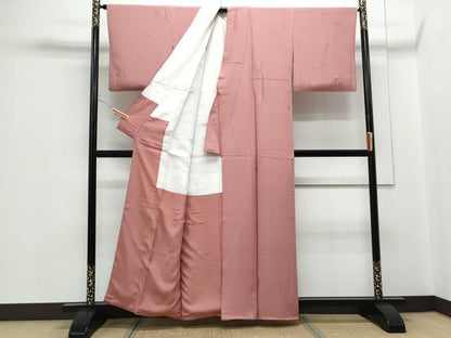 平和屋着物■上質な色無地 舞葉文 長春色 正絹 逸品 CABF1738th